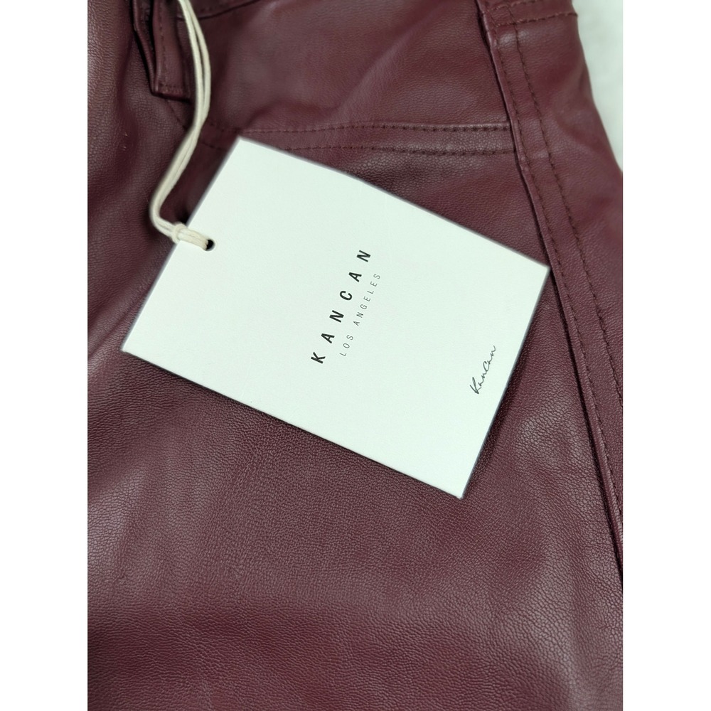 KanCan High Rise Faux Leather Skinny Pants Burgundy Ankle Zip KC7328MA Size 7/27 - Picture 4 of 13